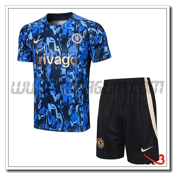 Kit Maglia Allenamento + Pantaloncini FC Chelsea Grigio 2023 2024