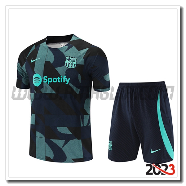 Kit Maglia Allenamento + Pantaloncini FC Barcellona blu marino 2023 2024 -02