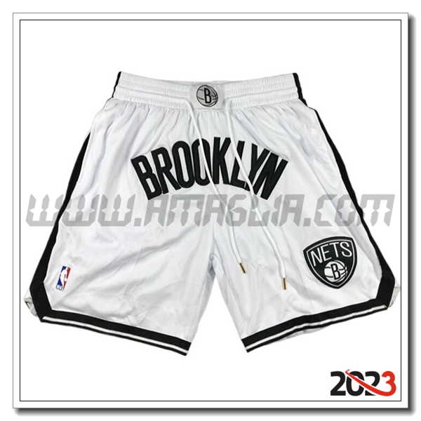 Pantalonicini NBA Brooklyn Nets 2023/24 Nero/Bianco