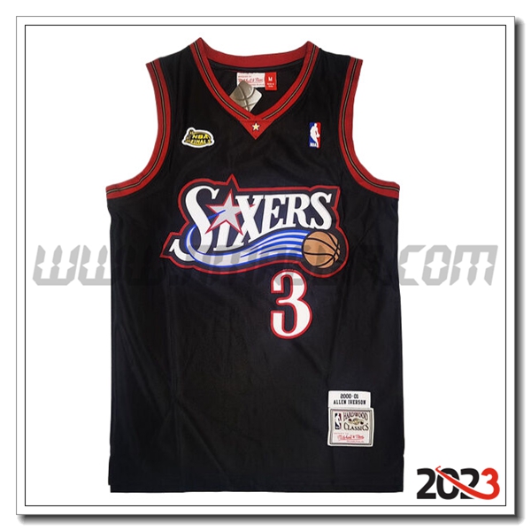 Maglia Philadelphia 76ers (IVERSON #3) 2023/24 Nero/Rosso