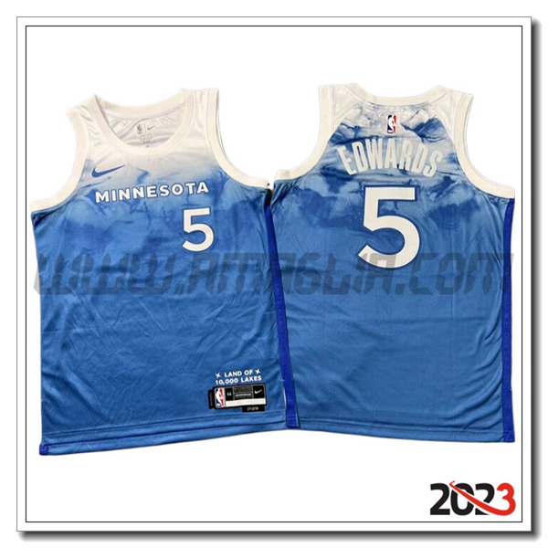 Maglia Minnesota Timberwolves (EDWARDS #5) 2023/24 Bianco/Blu