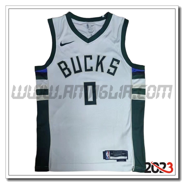 Maglia Milwaukee Bucks (LILLARD #0) 2023/24 Bianco/Verde