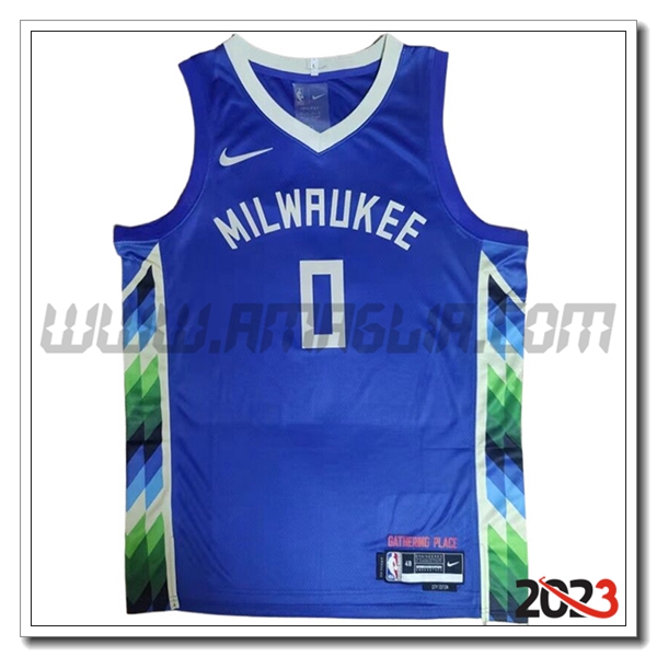 Maglia Milwaukee Bucks (LILLARD #0) 2023/24 Blu