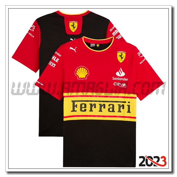 Maglietta F1 Scuderia Ferrari Team Rosso/Nero/Giallo 2023