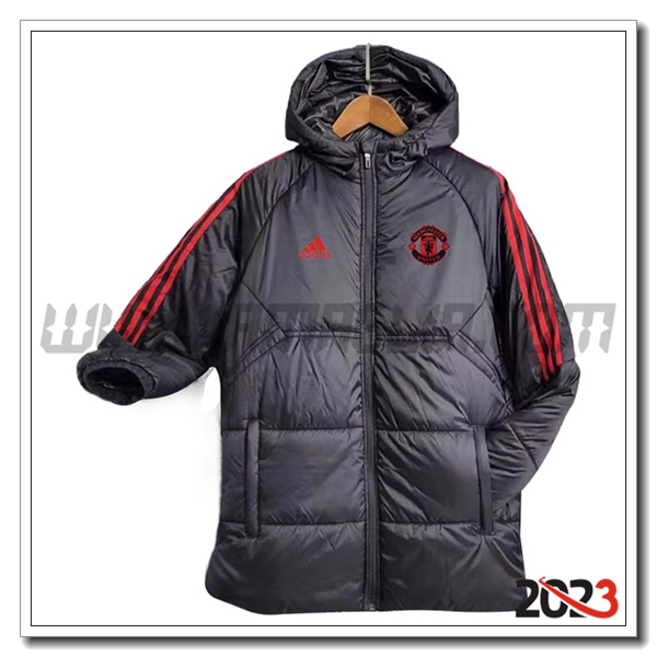 Nuova Piumino Con Cappuccio Manchester United Nero 2023 2024