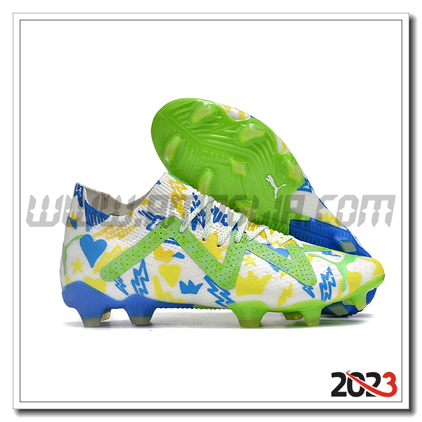 PUMA Scarpe Da Calcio Future Ultimate FG Bianco/Verde/Giallo/Blu