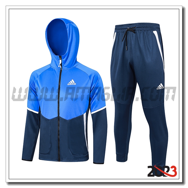 Tuta Giacca A Vento Con Cappuccio Adidas Blu 2023 2024 -02
