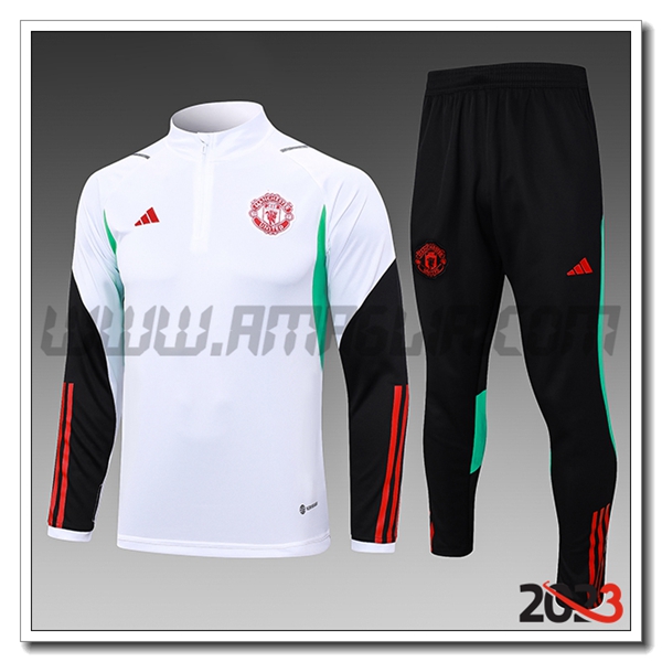 Tuta Allenamento Manchester United Bambino Bianco 2023 2024 -05