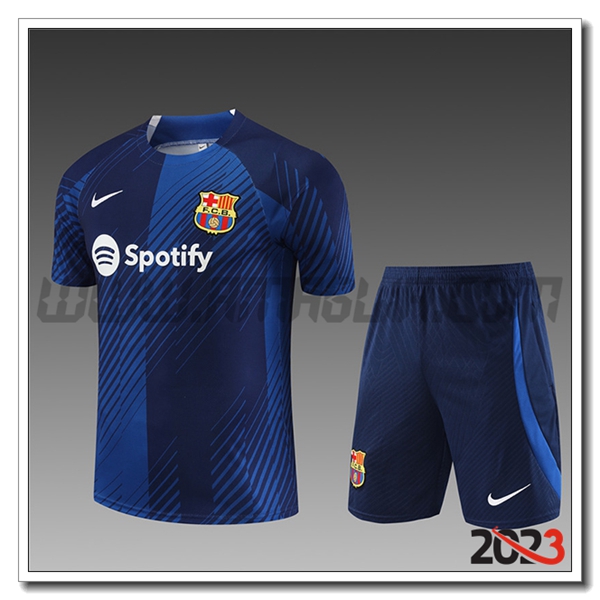 Kit Maglia Allenamento + Pantaloncini FC Barcellona Bambino blu marino 2023 2024