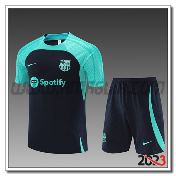 Kit Maglia Allenamento + Pantaloncini FC Barcellona Bambino blu marino 2023 2024 -02