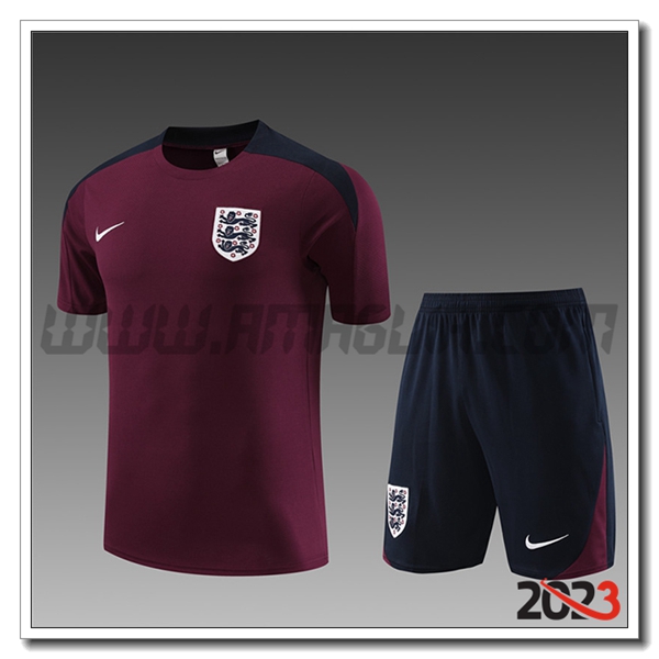 Kit Maglia Allenamento + Pantaloncini Inghilterra Bambino Rosso 2023 2024