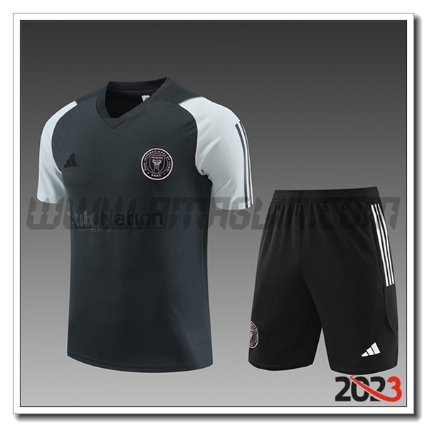 Kit Maglia Allenamento + Pantaloncini Inter Miami CF Bambino Grigio Scuro 2023 2024