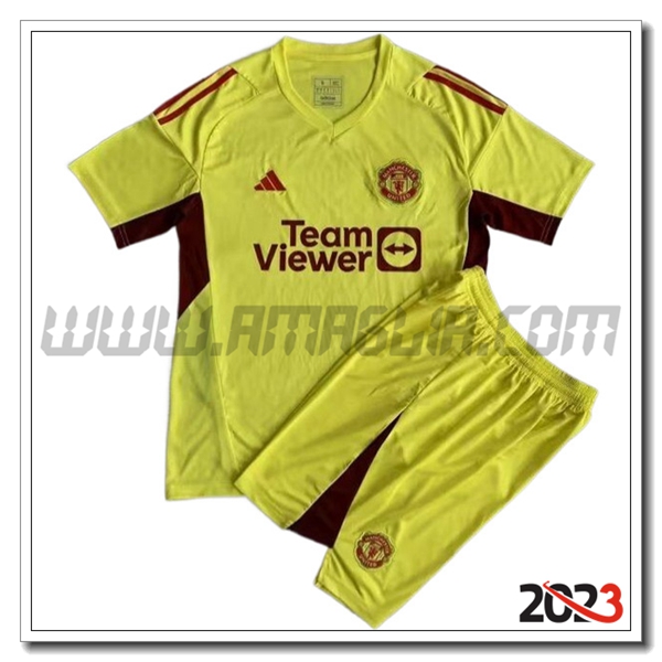 Kit Maglia Portiere Manchester United Bambino 2023 2024 GIALLO