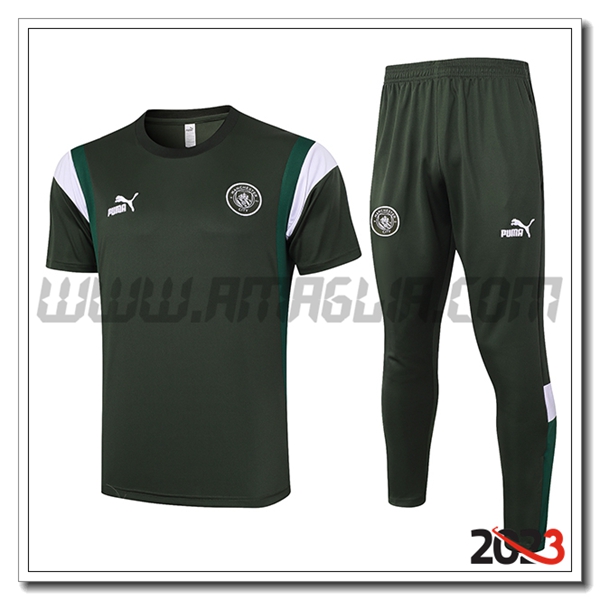 Kit Maglia Allenamento + Pantaloni Manchester City Verde 2023 2024