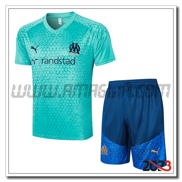 Kit Maglia Allenamento + Pantaloncini Marsiglia Azzurro 2023 2024 -03
