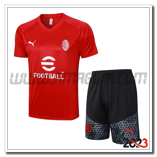 Kit Maglia Allenamento + Pantaloncini AC Milan Rosso 2023 2024 -03