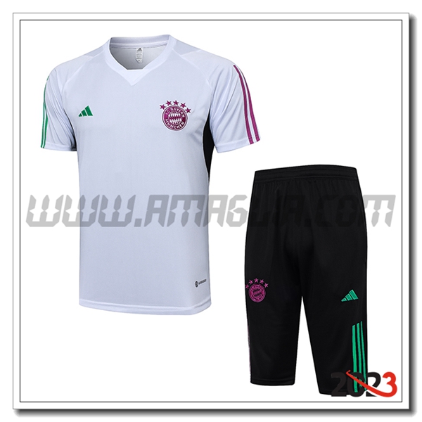 Kit Maglia Allenamento + Pantaloncini Bayern Monaco Bianco 2023 2024 -02