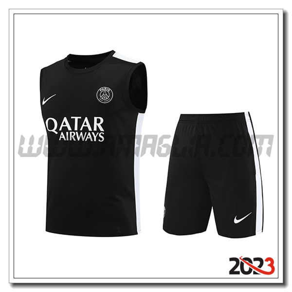 Kit Canotta Allenamento + Pantalonicinis PSG Nero 2023 2024 -04