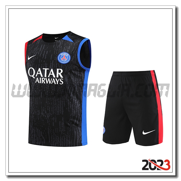 Kit Canotta Allenamento + Pantalonicinis PSG Nero 2023 2024 -03