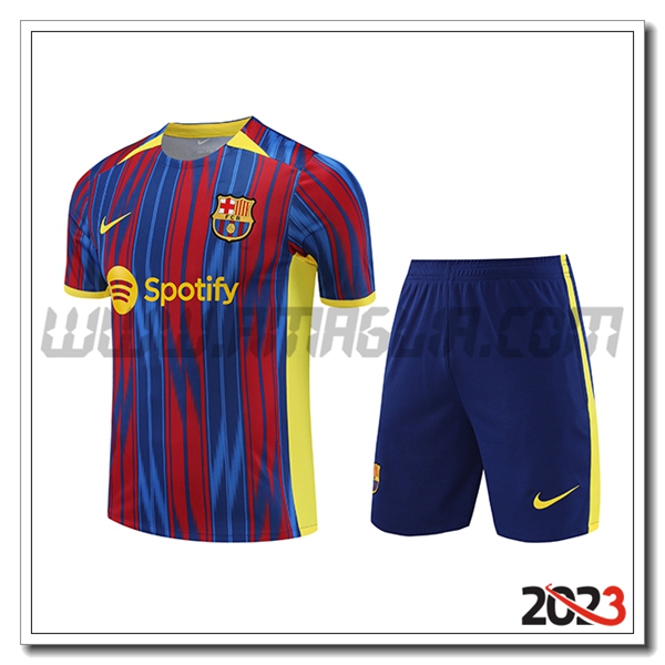 Kit Maglia Allenamento + Pantaloncini FC Barcellona Rosso/Blu 2023 2024