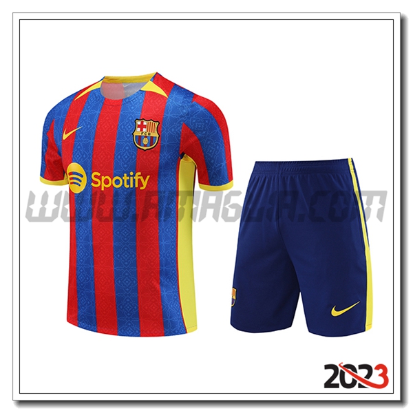 Kit Maglia Allenamento + Pantaloncini FC Barcellona Rosso/Blu 2023 2024 -02