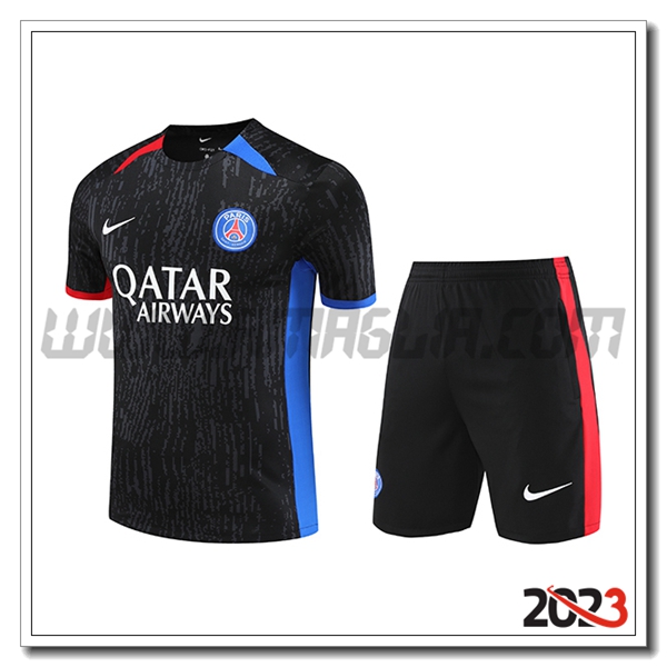 Kit Maglia Allenamento + Pantaloncini PSG Nero 2023 2024 -04
