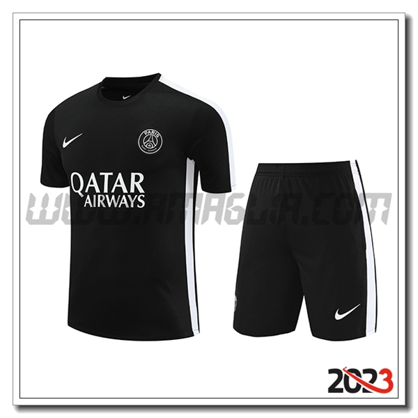Kit Maglia Allenamento + Pantaloncini PSG Nero 2023 2024 -03