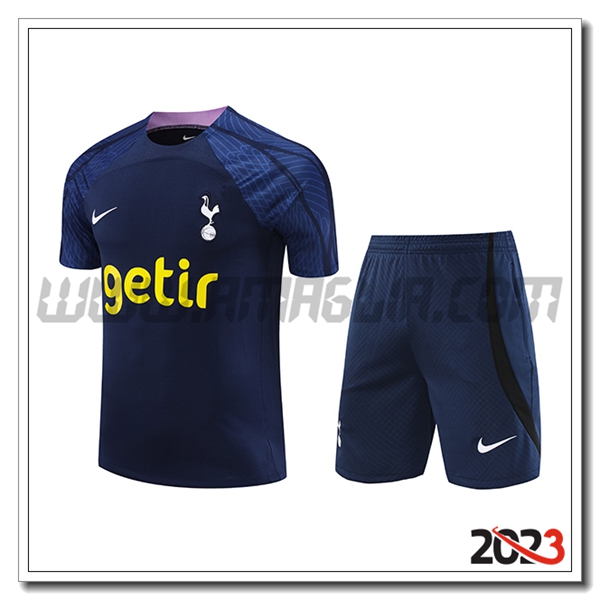 Kit Maglia Allenamento + Pantaloncini Tottenham Hotspur blu marina 2023 2024 -02