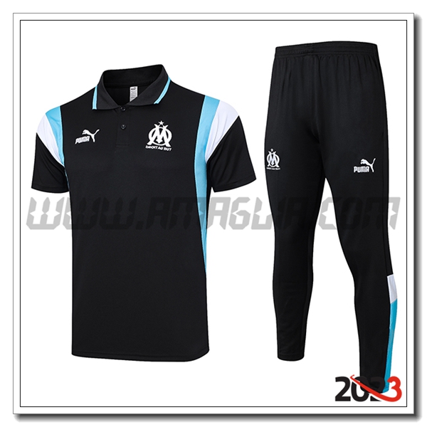 Kit Maglia Polo Marsiglia Nero 2023 2024