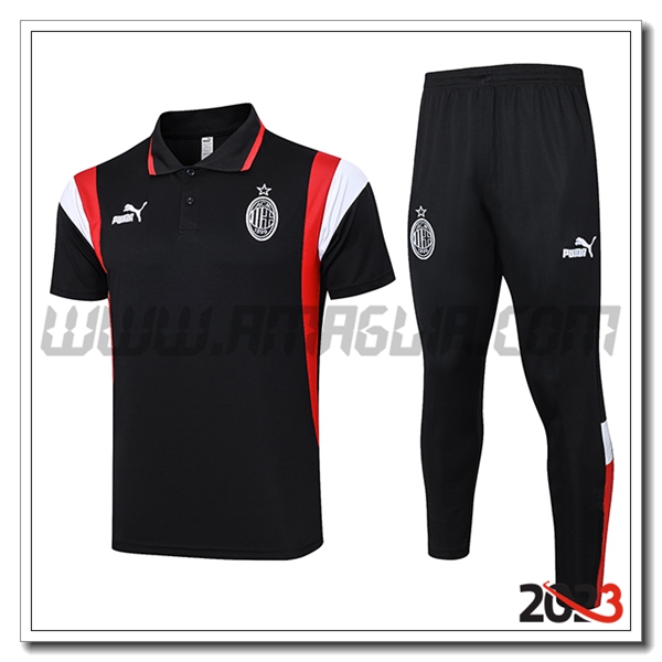 Kit Maglia Polo AC Milan Nero 2023 2024 -03