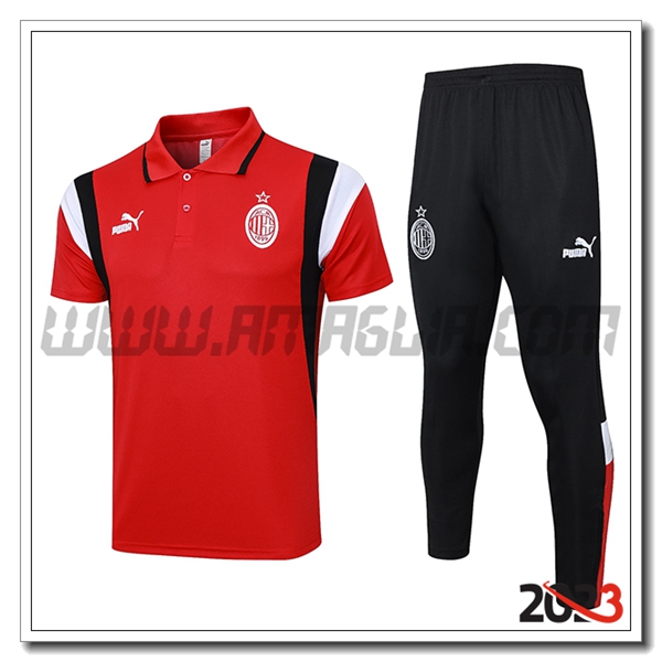 Kit Maglia Polo AC Milan Rosso 2023 2024 -03