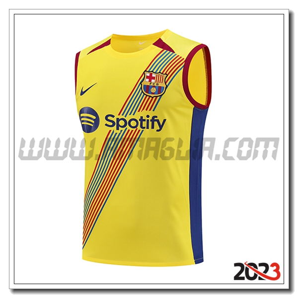 Canotta Allenamento FC Barcellona Giallo 2023 2024 -04