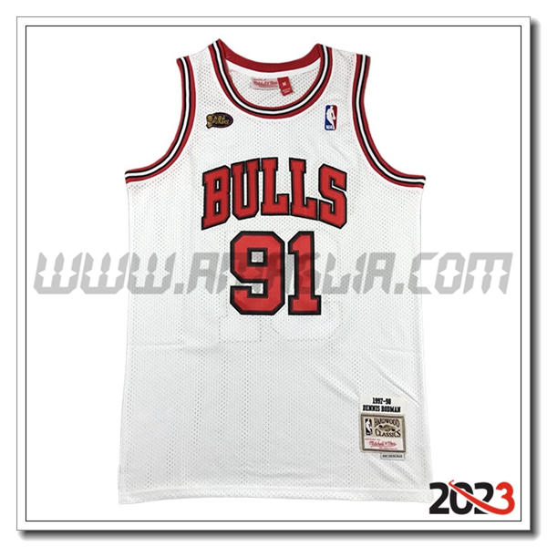 Maglia Chicago Bulls (RODMAN #91) 2023/24 Bianco/Rosso