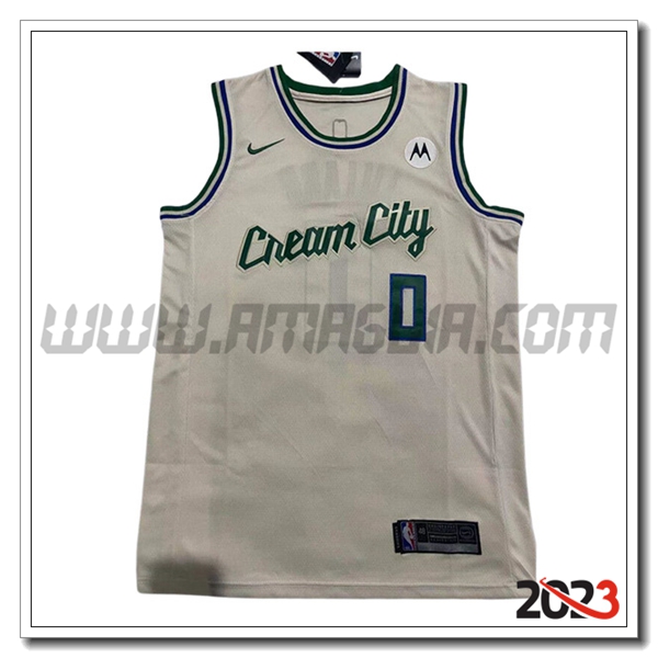 Maglia Milwaukee Bucks (LILLARD #0) 2023/24 Beige/Verde