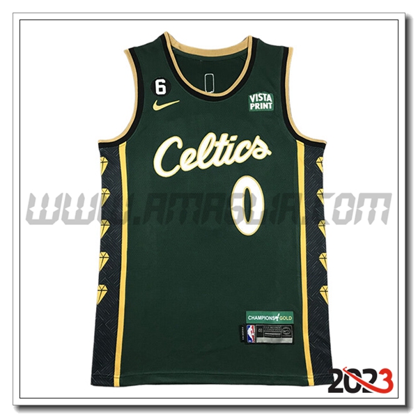 Maglia Boston Celtics (TATUM #0) 2023/24 Verde/Nero/Giallo