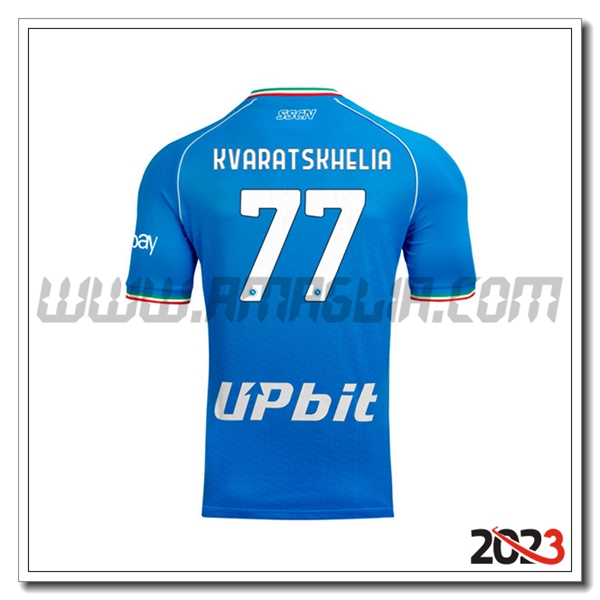 Prima Maglia Calcio SSC Napoli KVARATSKHELIA #77 2023 2024