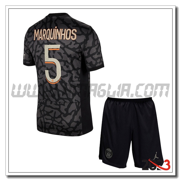 Kit Maglia PSG Bambino MARQUINHOS #5 Terza 2023 2024