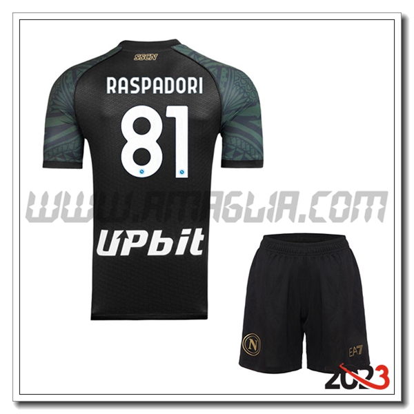 Kit Maglia SSC Napoli Bambino RASPADORI #81 Terza 2023 2024