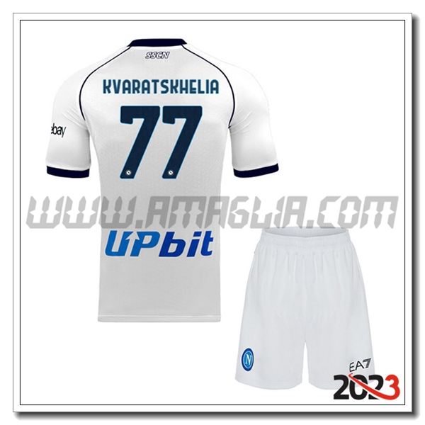 Kit Maglia SSC Napoli Bambino KVARATSKHELIA #77 Seconda 2023 2024