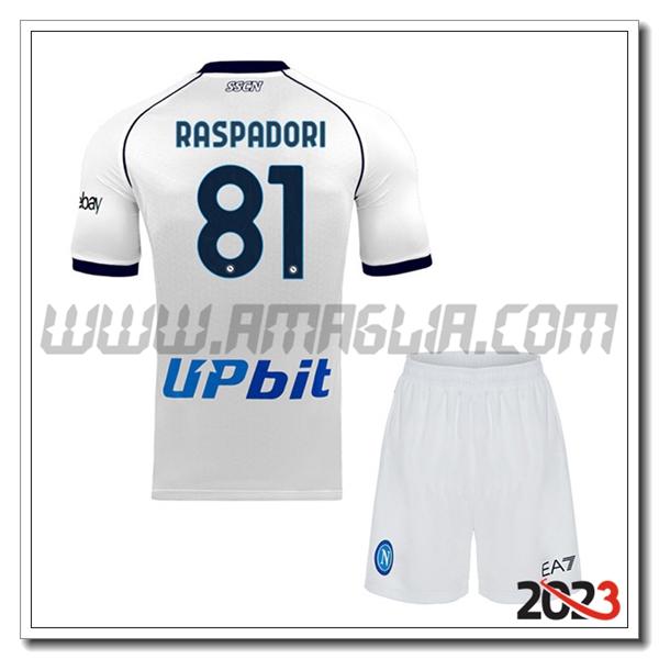 Kit Maglia SSC Napoli Bambino RASPADORI #81 Seconda 2023 2024