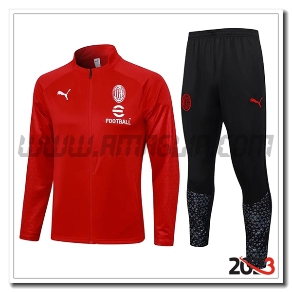 Tuta Allenamento Giacca AC Milan Rosso 2023 2024 -04