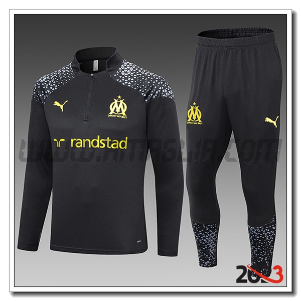 Tuta Allenamento Marsiglia Bambino Nero 2023 2024 -03