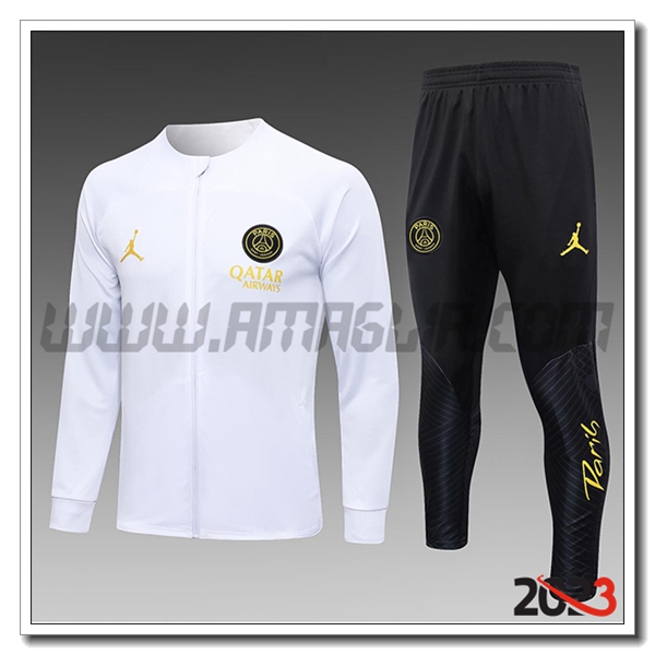 Tuta Allenamento Giacca Jordan PSG Bambino Bianco 2023 2024