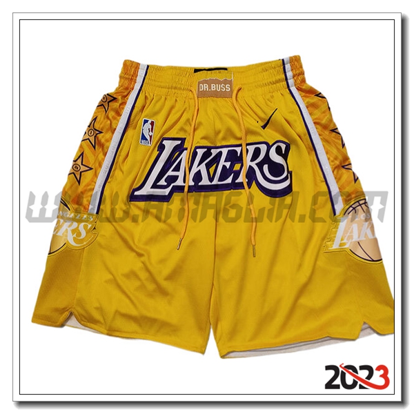 Pantaloncini NBA Los Angeles Lakers 2023/24 Giallo -02
