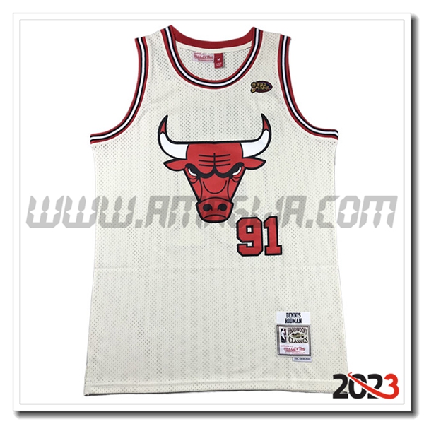 Maglia Chicago Bulls (RODMAN #91) 2023/24 Bianco/Rosso