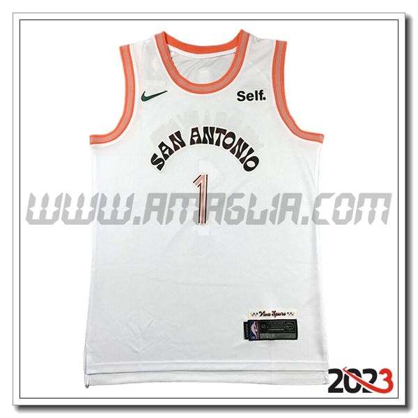 Maglia San Antonio Spurs (WEMBANYAMA #1) 2023/24 Bianco -03