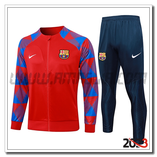 Tuta Allenamento Giacca FC Barcellona Rosso 2023 2024 -03