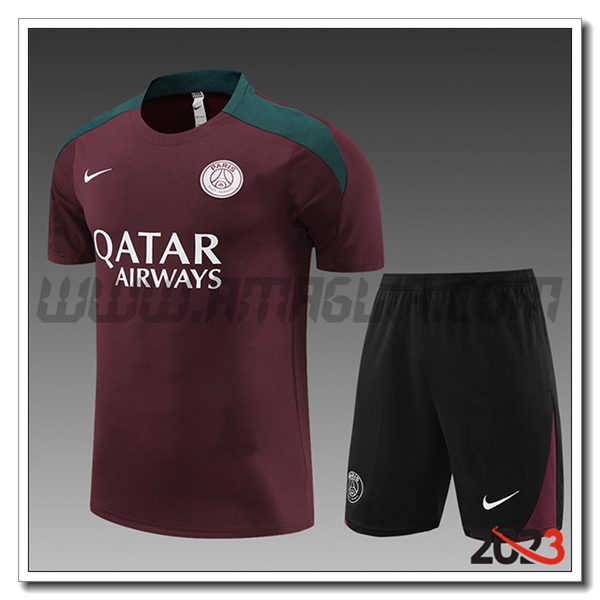 Kit Maglia Allenamento + Pantaloncini PSG Bambino Rosso 2023 2024