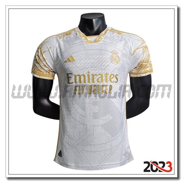Maglia Calcio Real Madrid Edizione speciale 2023 2024 Bianco/GIALLO