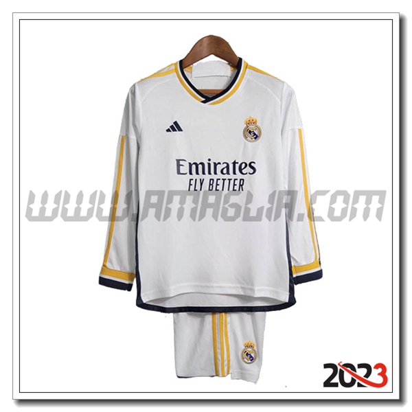 Prima Kit Maglia Real Madrid Manica lunga Bambino 2023 2024